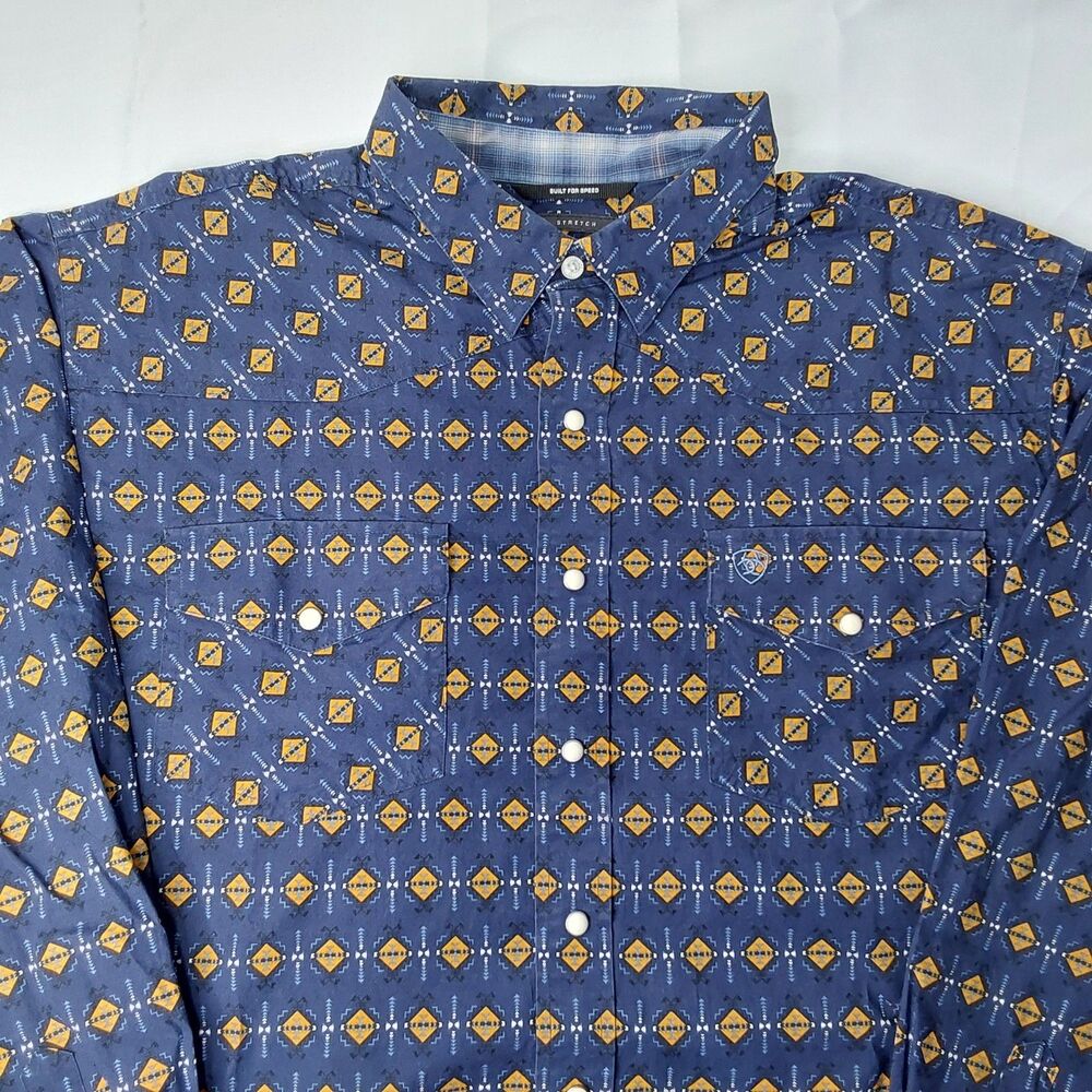 Ariat Relentless Steeled Peacoat Stretch Button Down Long Sleeve Shirt  Mens XXL